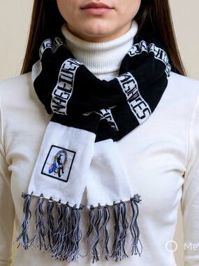 Collingwood Magpies Black White Fringe Fan Scarf Soccer Football Knit